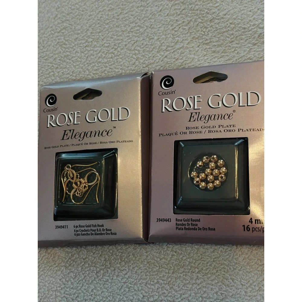 LOT - COUSIN ROSE GOLD ELEGANCE Jewelry Making Parts EAR HOOKS, Clasps, BEADS
